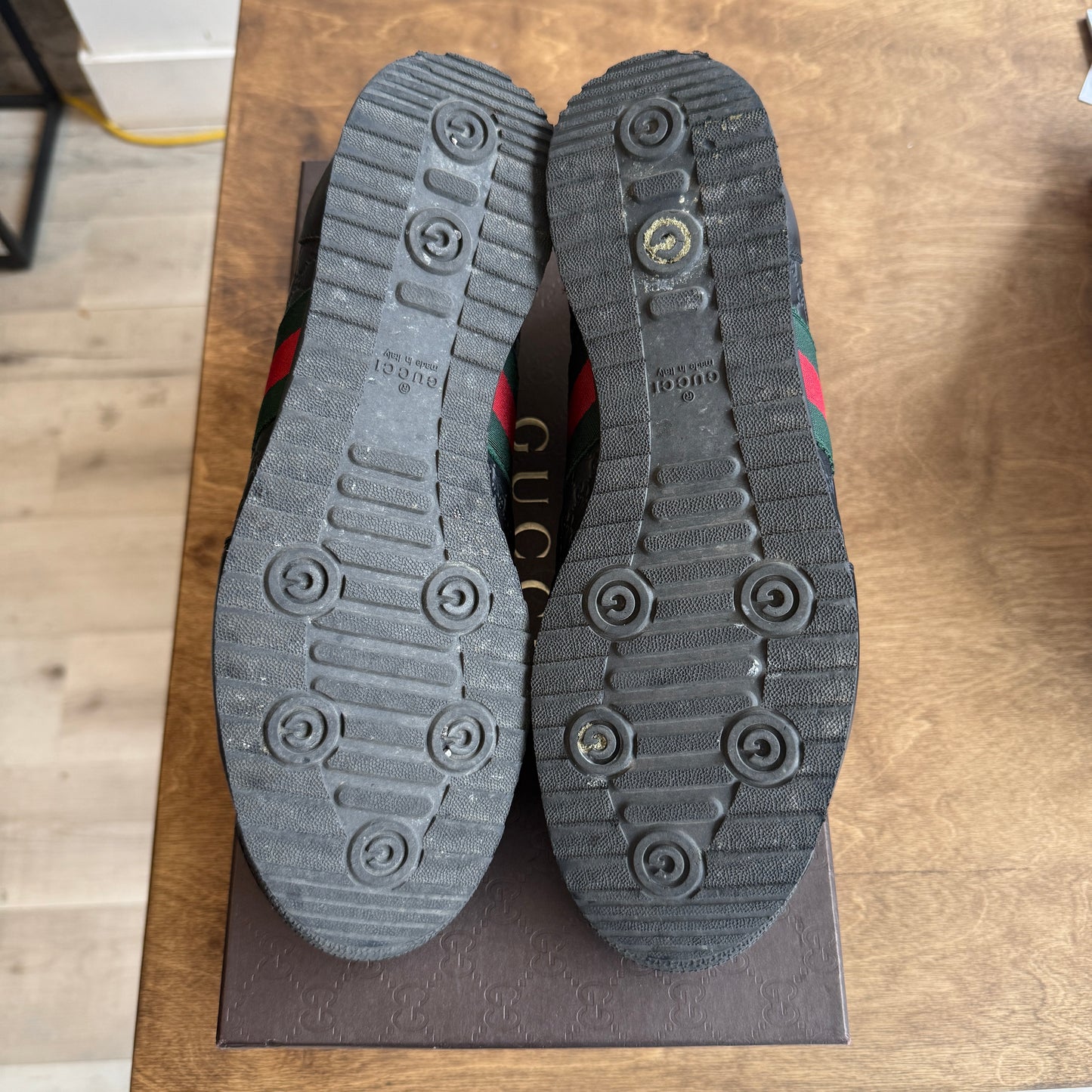Gucci Leather Web Sneaker Size 9.5