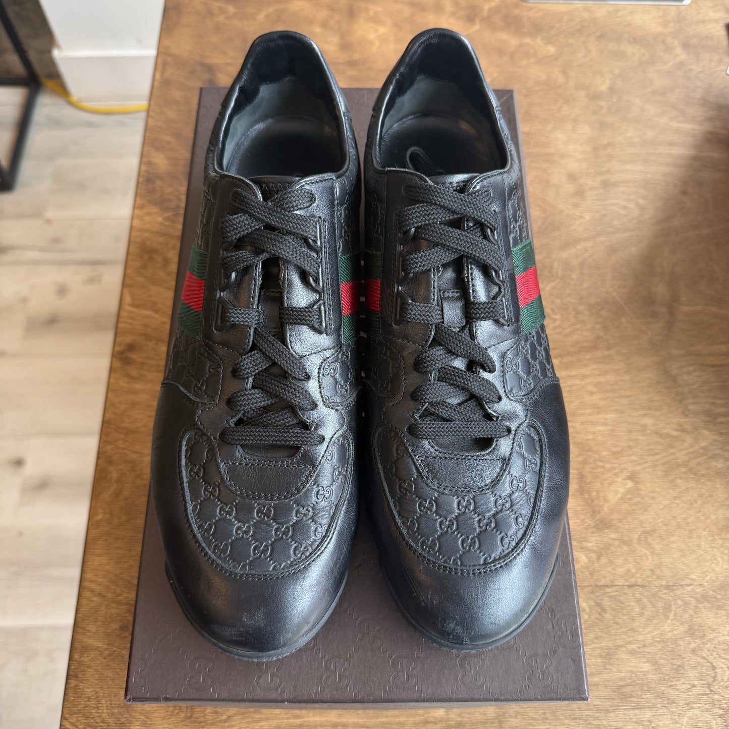 Gucci Leather Web Sneaker Size 9.5
