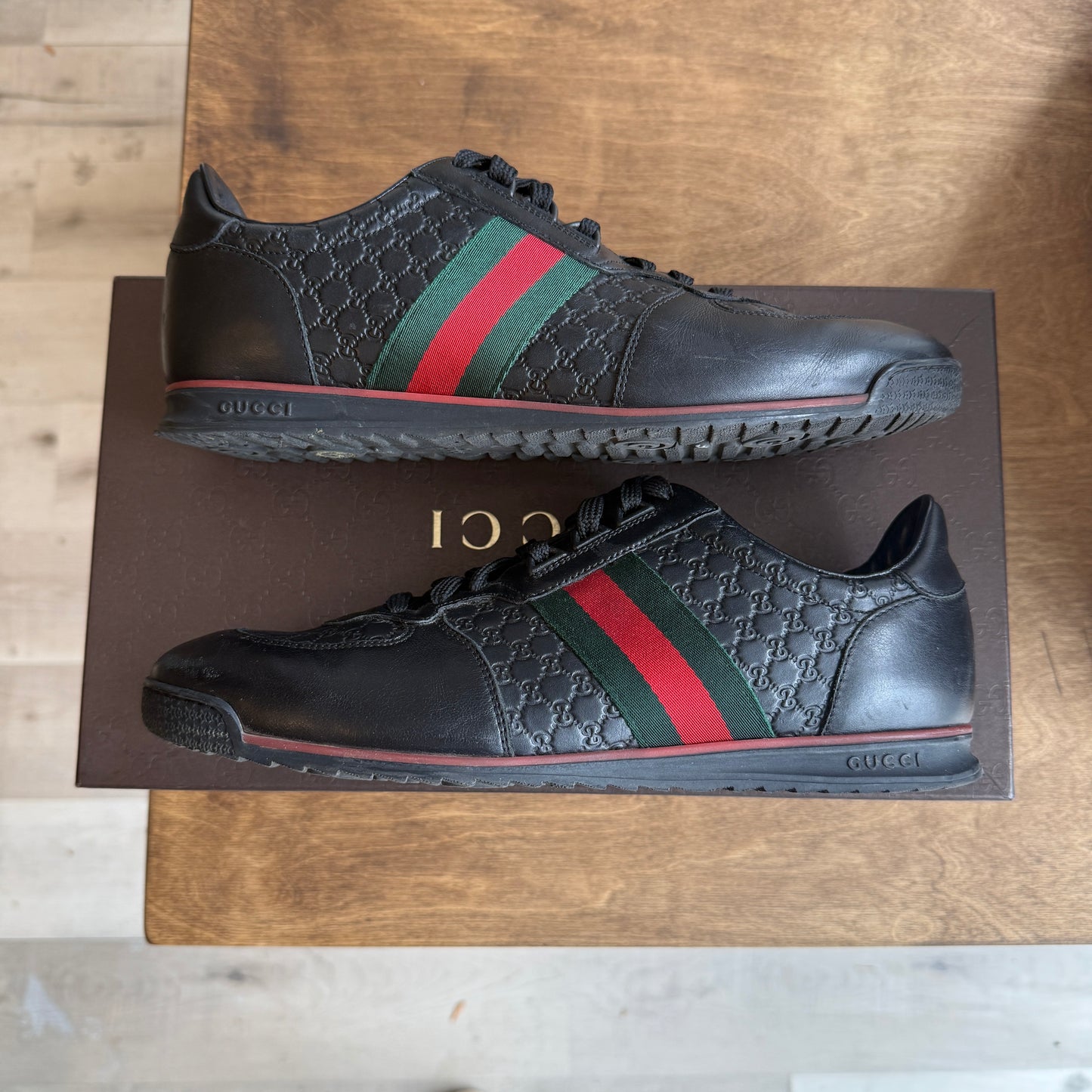 Gucci Leather Web Sneaker Size 9.5