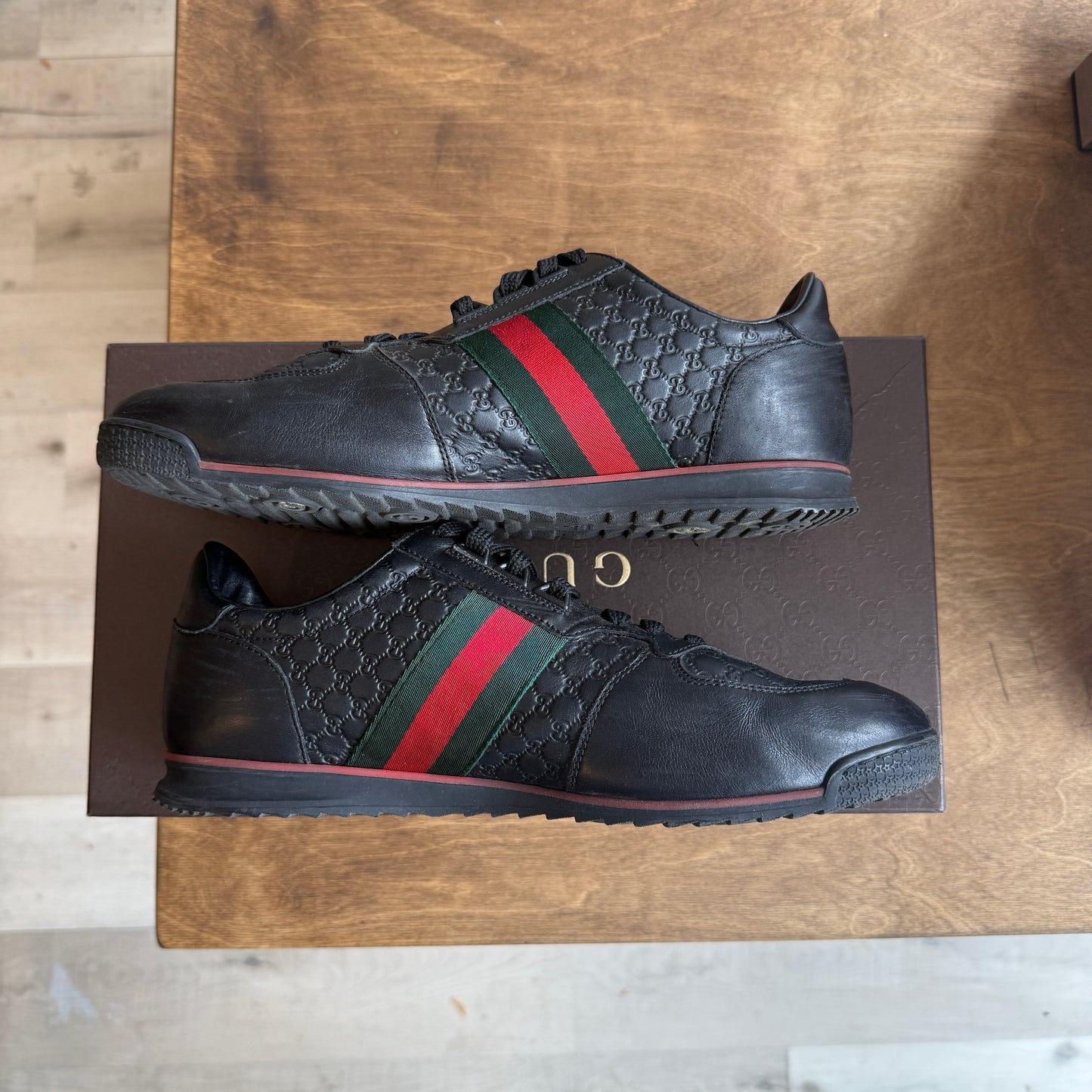 Gucci Leather Web Sneaker Size 9.5