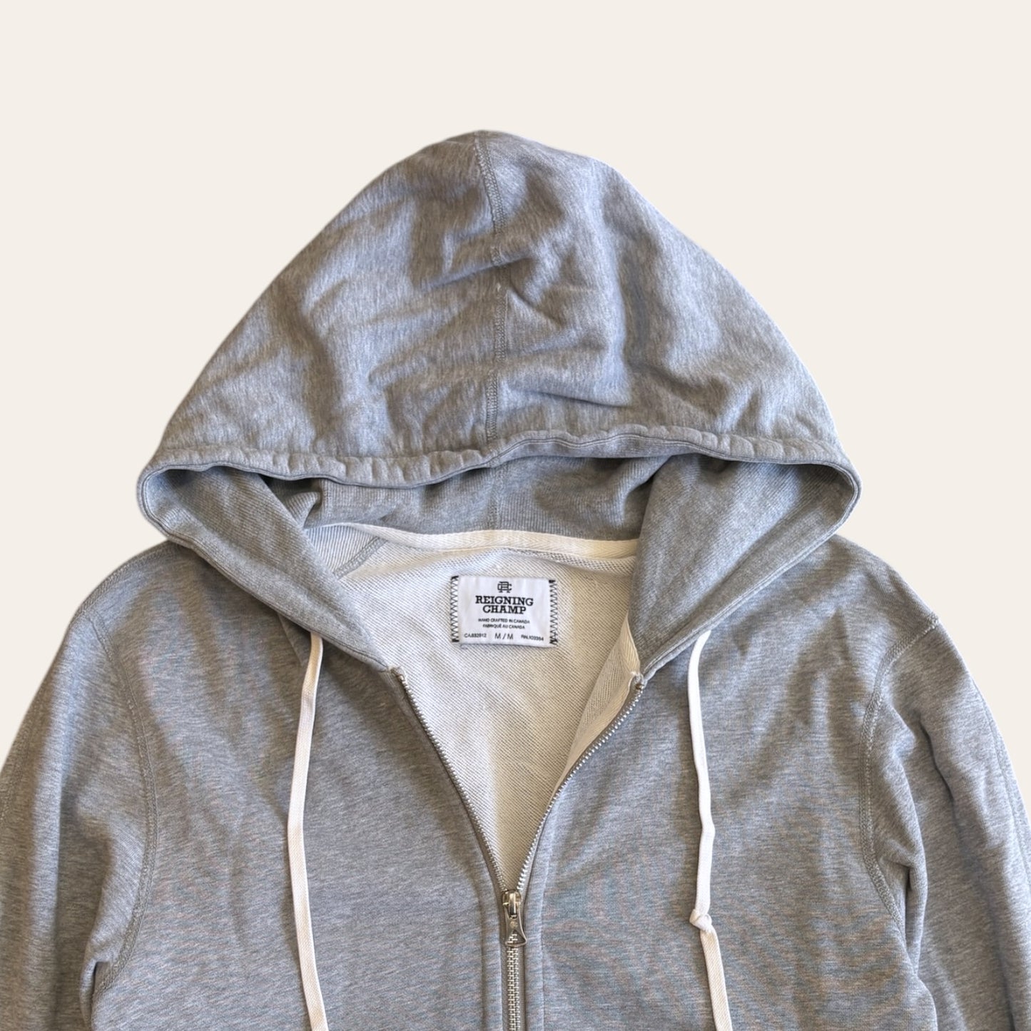 Reigning Champ Zip Up Hoodie Grey Size M