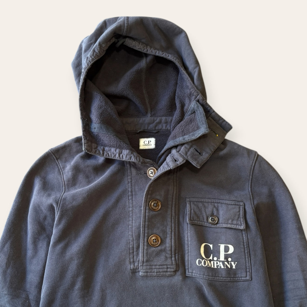 CP Company Button Hoodie Navy Size M