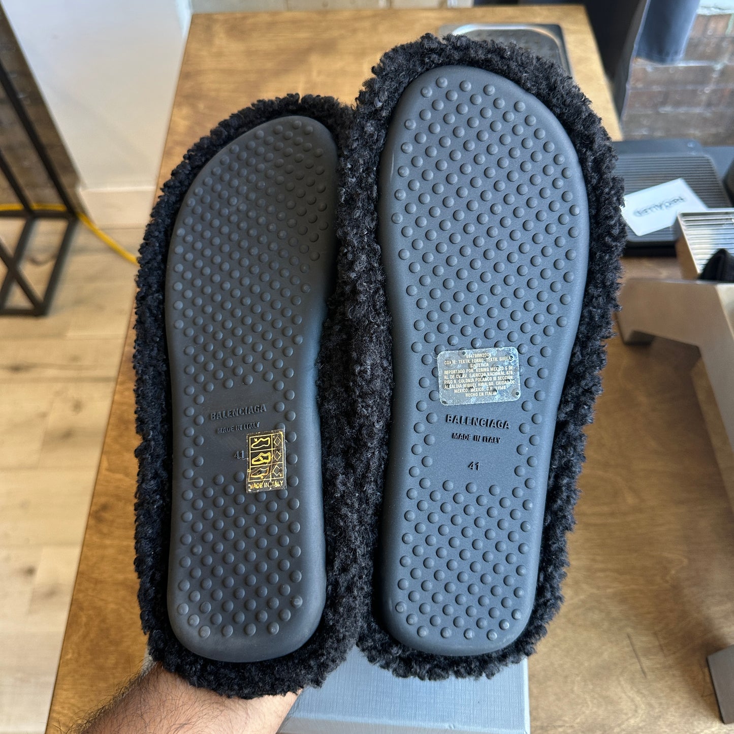 Brand New Balenciaga Furry Closed Slide Size 41