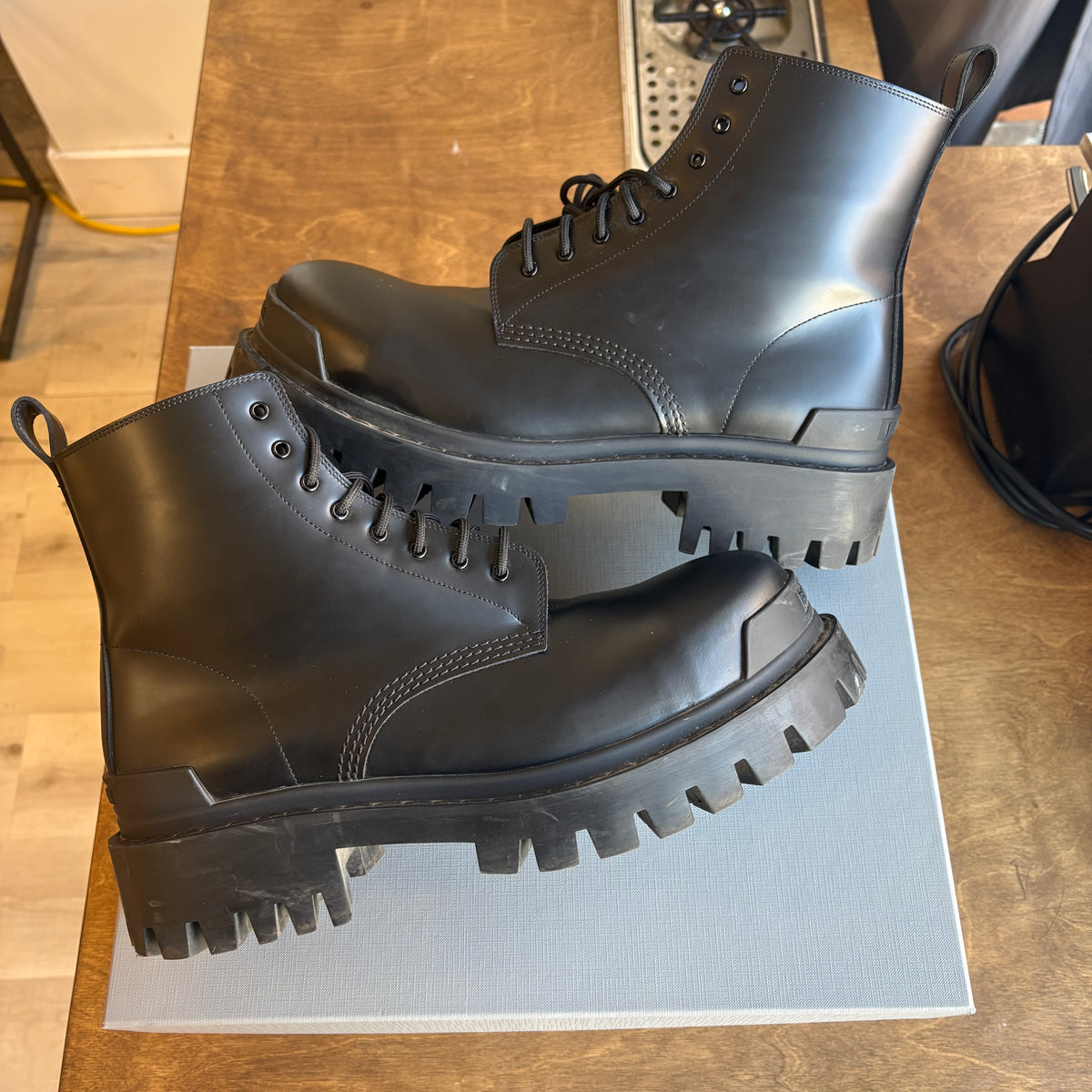 Balenciaga Leather Strike Boots Black Size 44