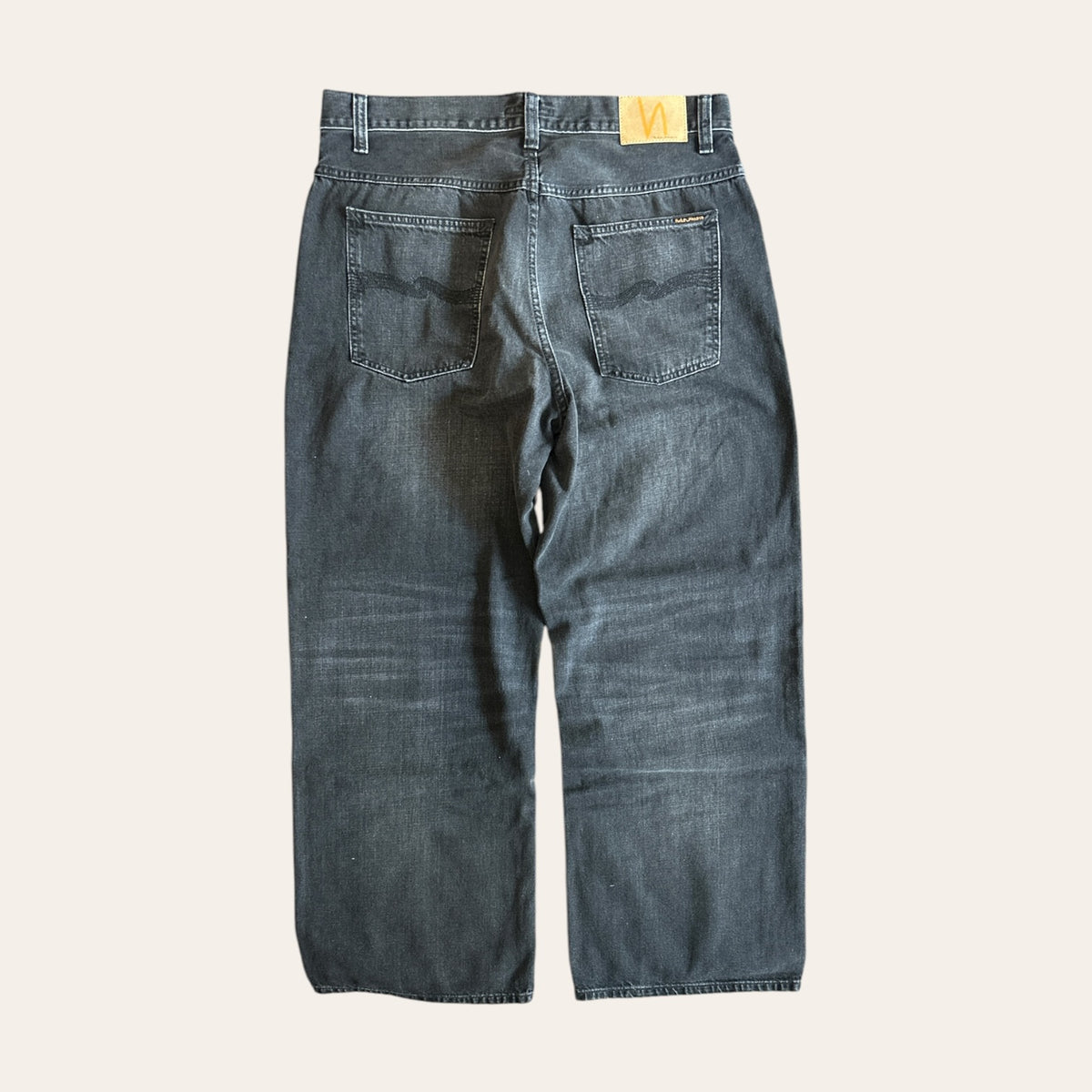 Nudie Loud Larry Black Storm Jeans Size 34x30