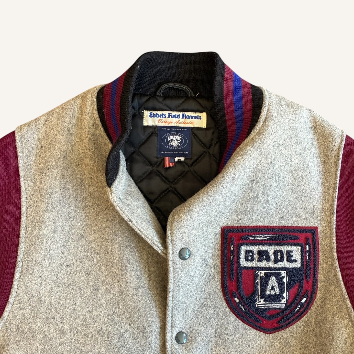 Bape x Ebbets Field Flannel Varsity Jacket Size L