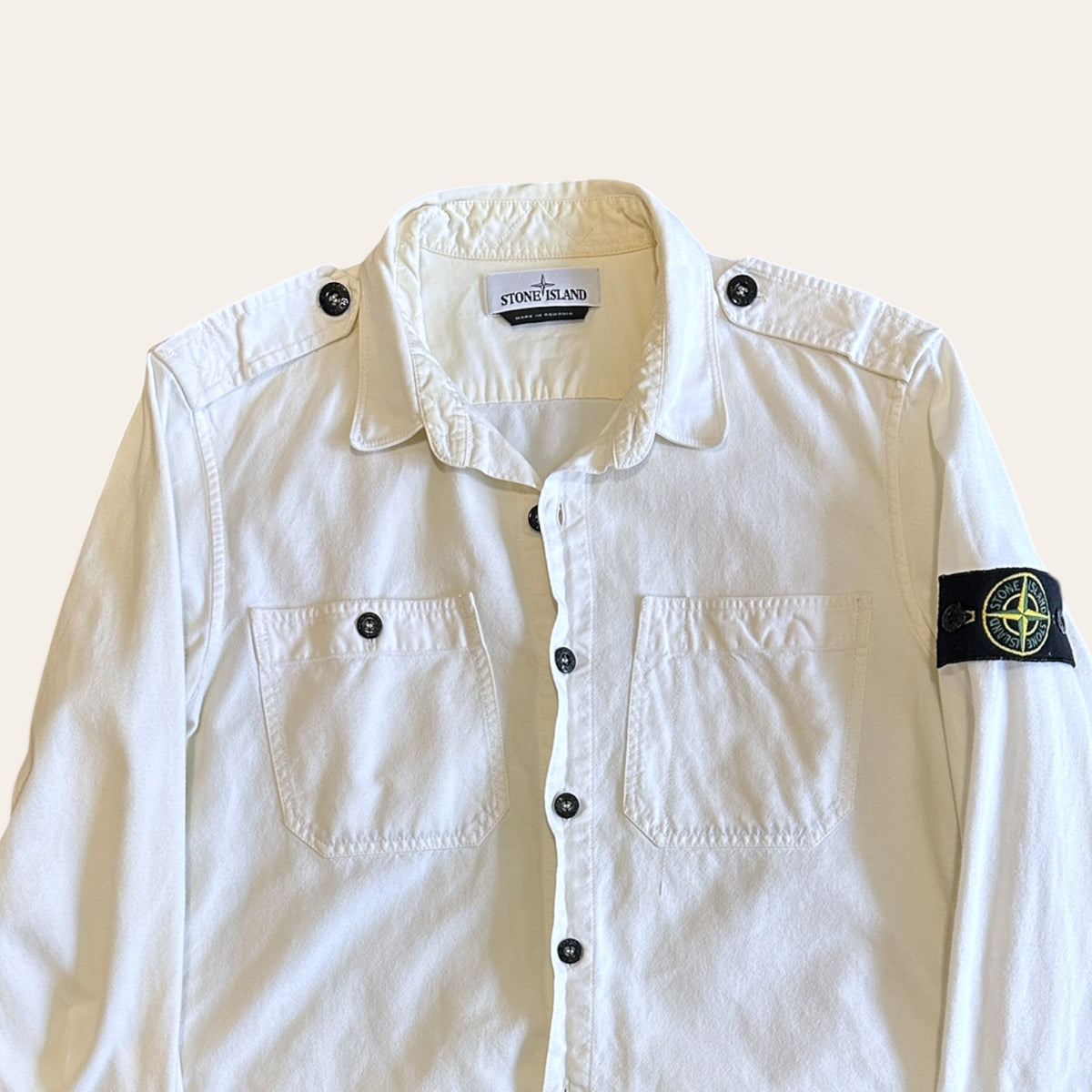 Stone Island Button Up White Size M