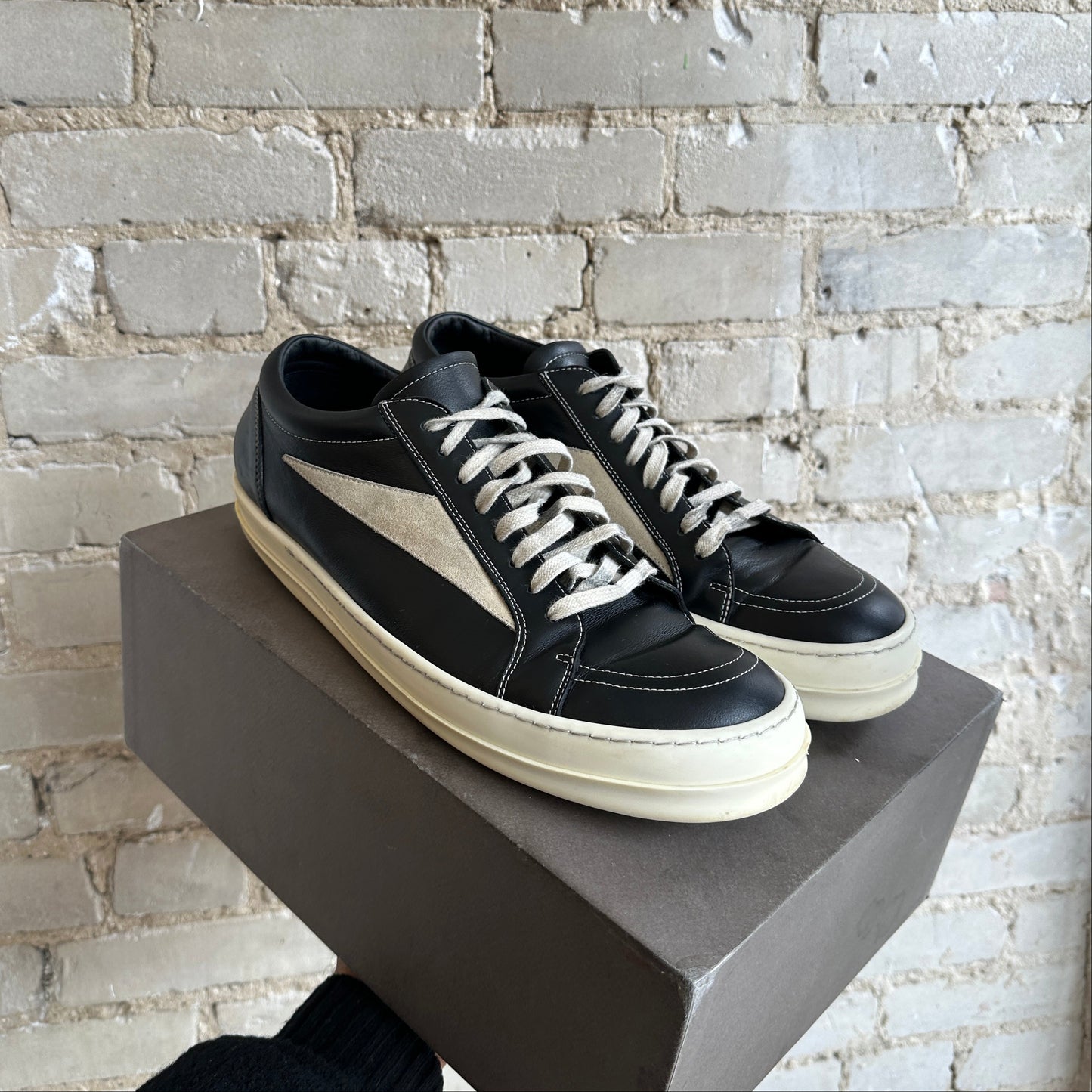Rick Owens Lido Vintage Sneakers "Black Milk" Size 13