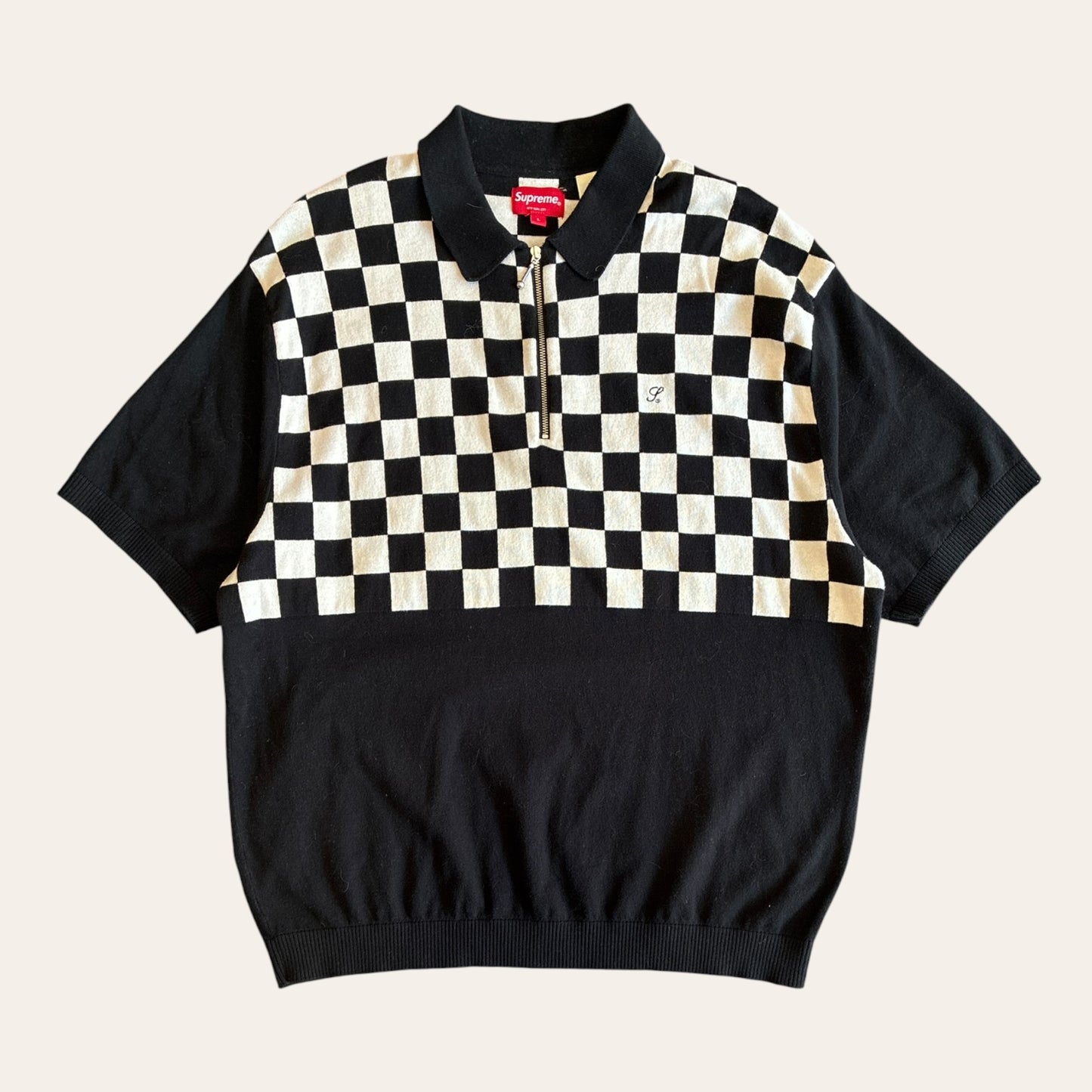 Supreme Checkered Zip Polo Size L
