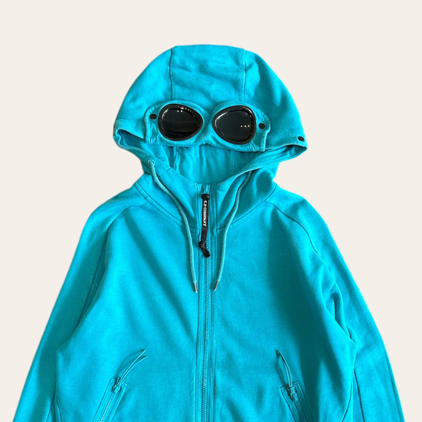 CP Company Goggle Zip Up Hoodie Teal Size S