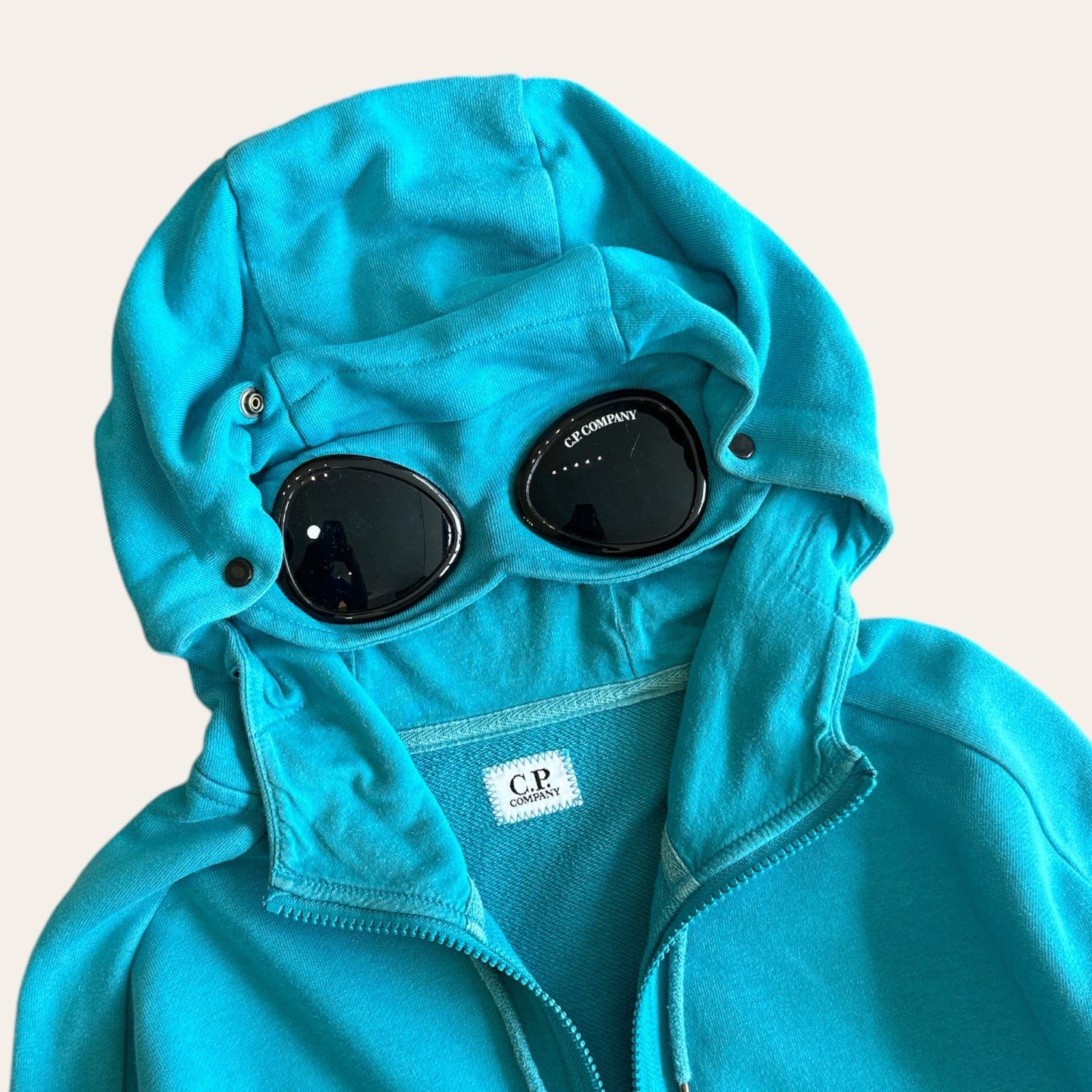 CP Company Goggle Zip Up Hoodie Teal Size S