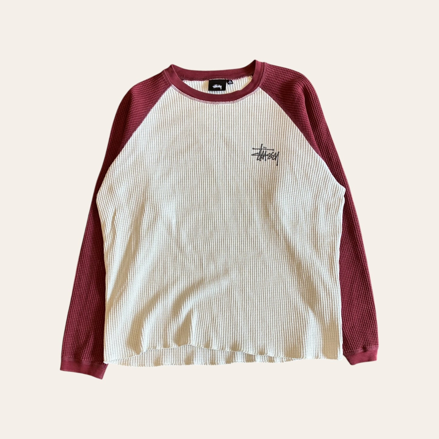 Stussy 2 Tone Thermal Long Sleeve Size M