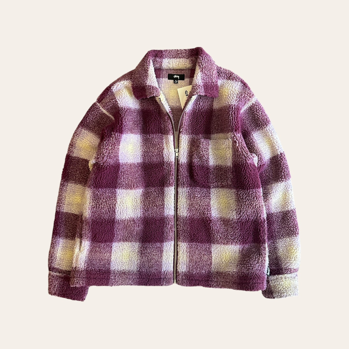 Stussy Fleece Zip Up Jacket Size M