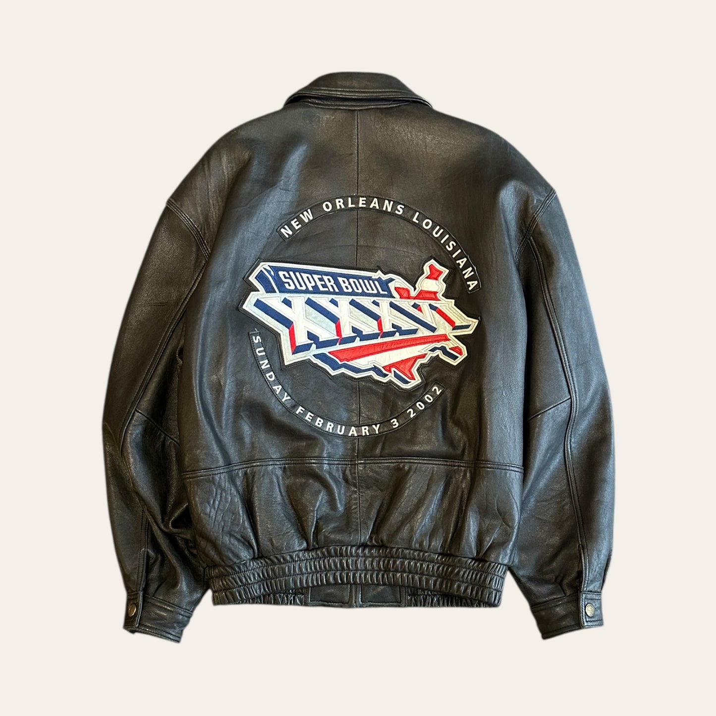 2002 Super Bowl NE Patriots Leather Jacket Size M