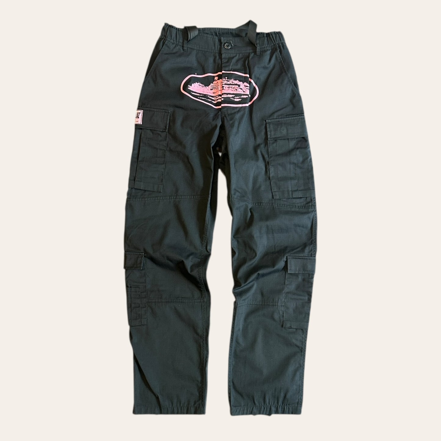 Corteiz Cargo Pants Black/Pink Size S