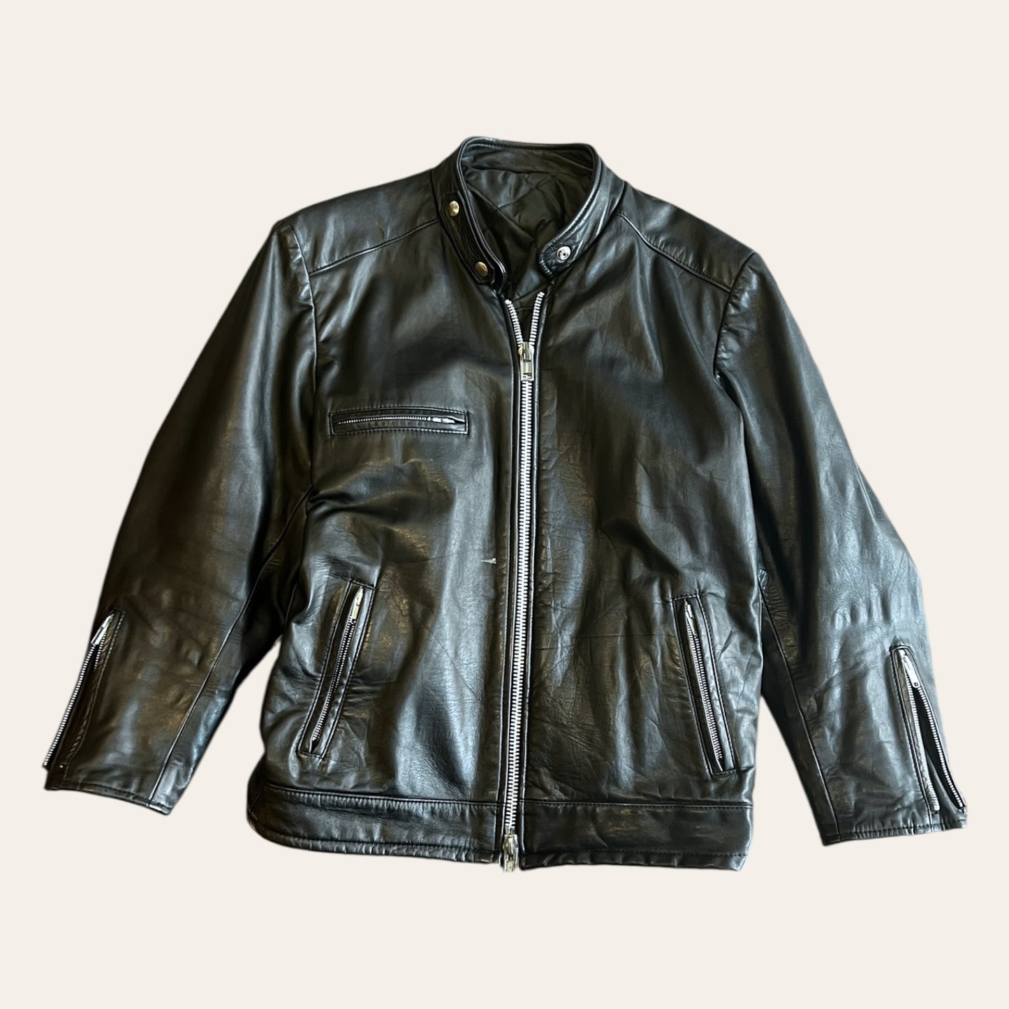 Vintage Leather Biker Jacket Size L