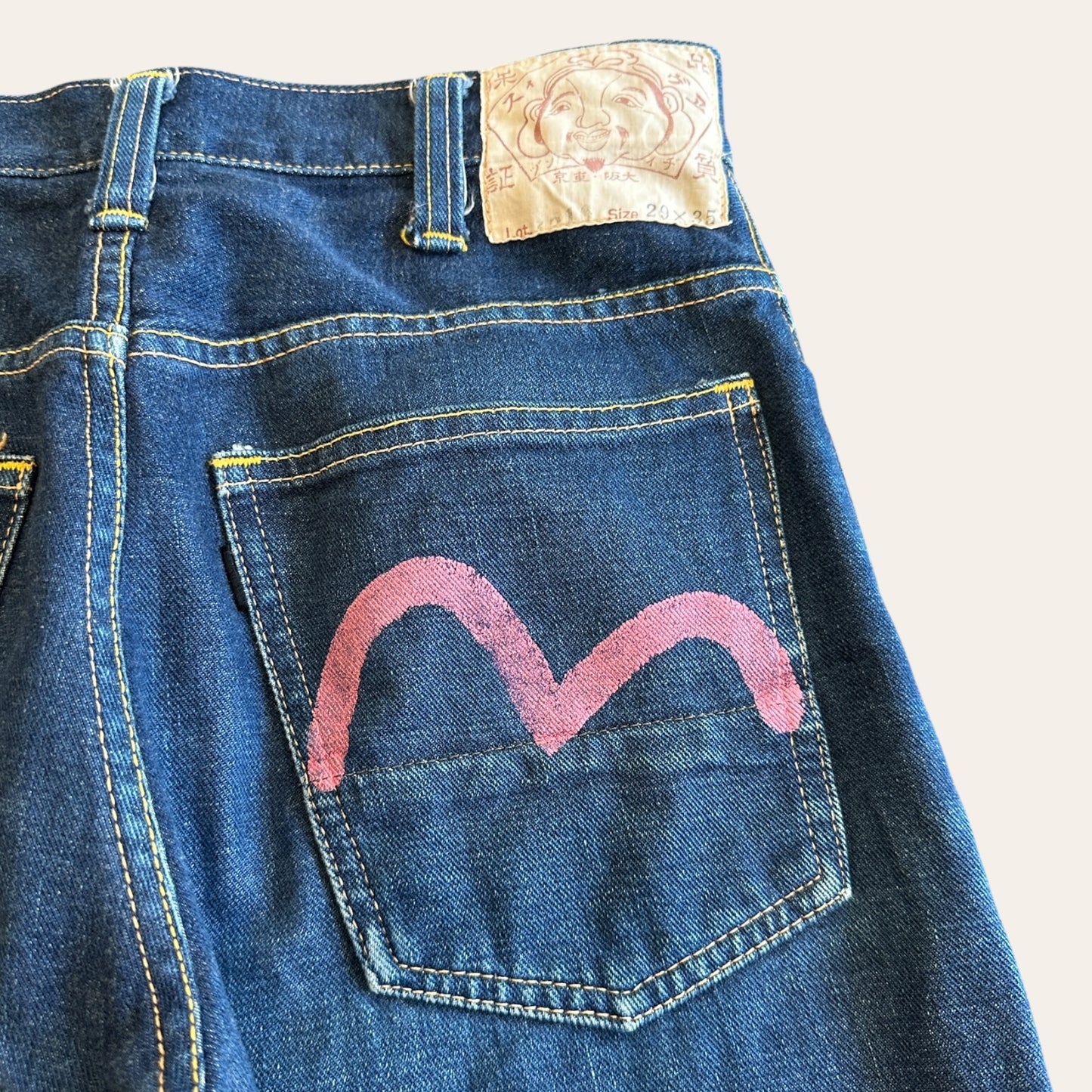 90s Evisu Haint Painted Flare Jeans Size 29x35