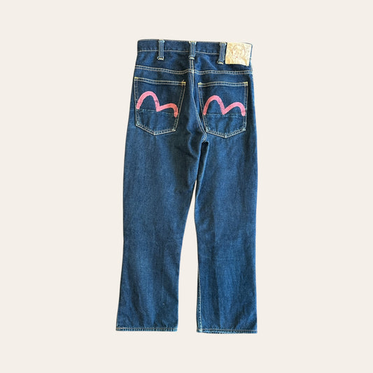 90s Evisu Haint Painted Flare Jeans Size 29x24