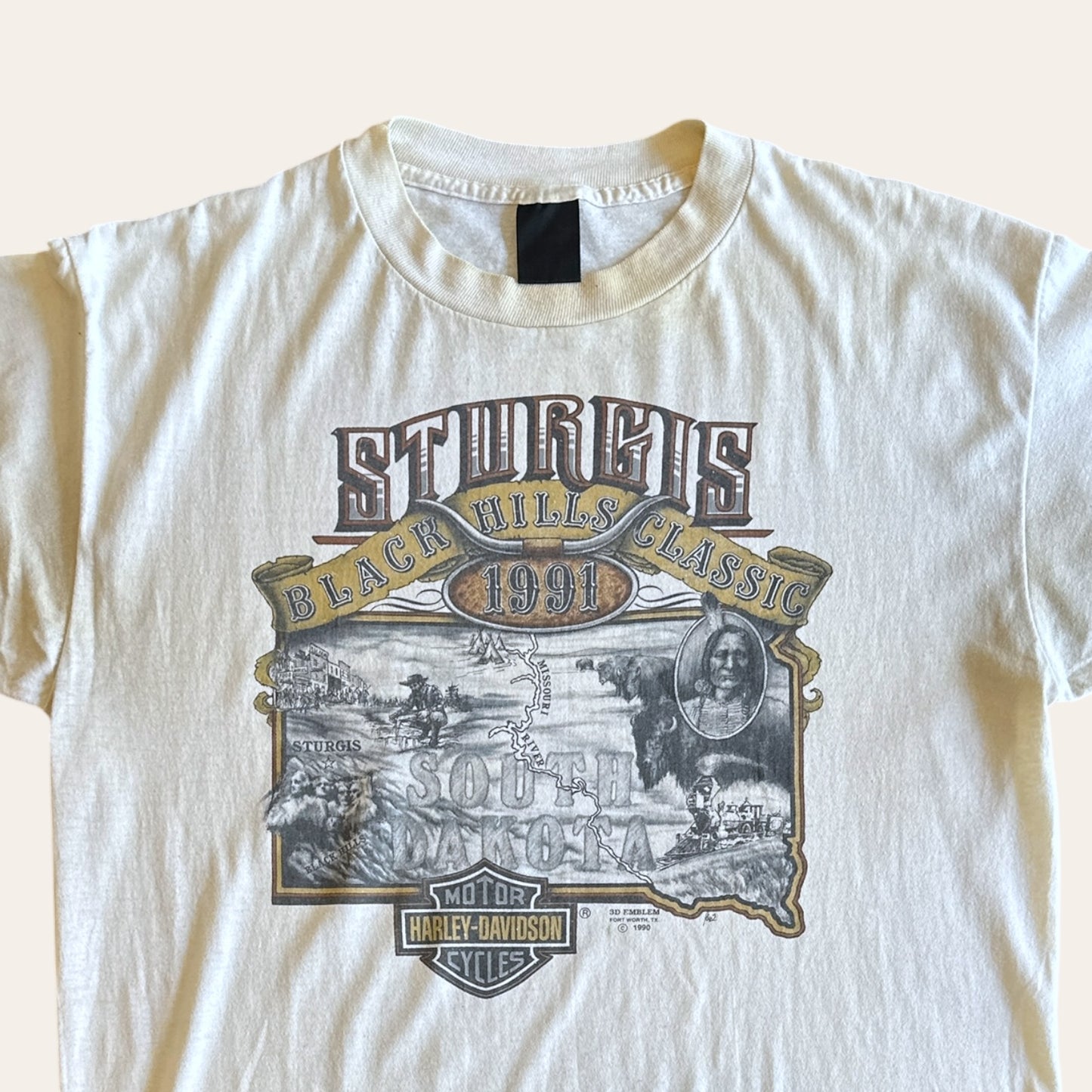 1990 Harley Davidson 3D Emblem Tee Size L