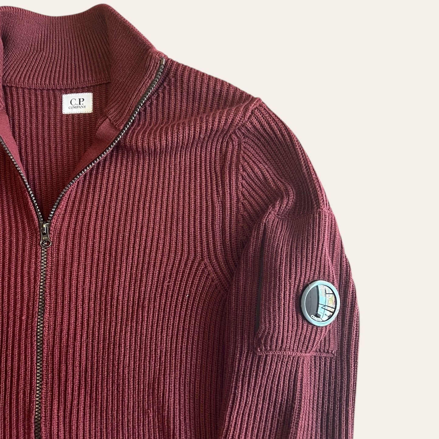 CP Company Knit Zip Up Burgandy Size 50