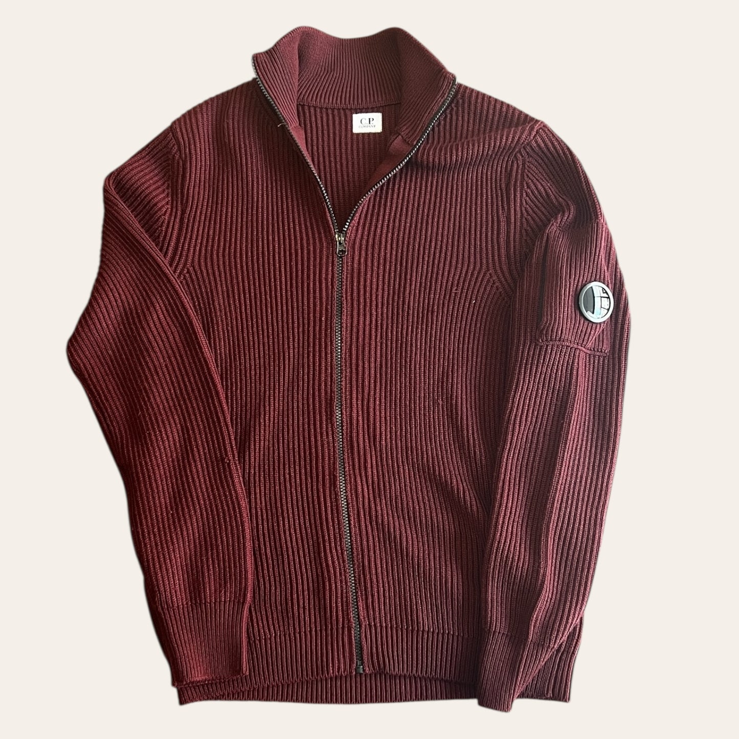 CP Company Knit Zip Up Burgandy Size 50