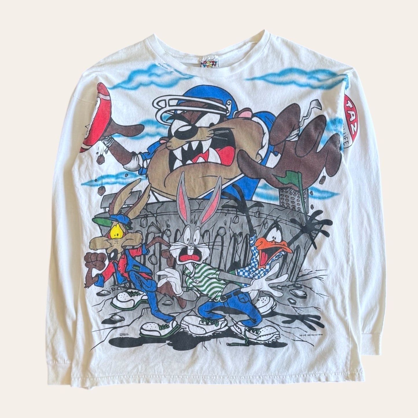 1995 Taz AOP Long Sleeve Tee Size XL