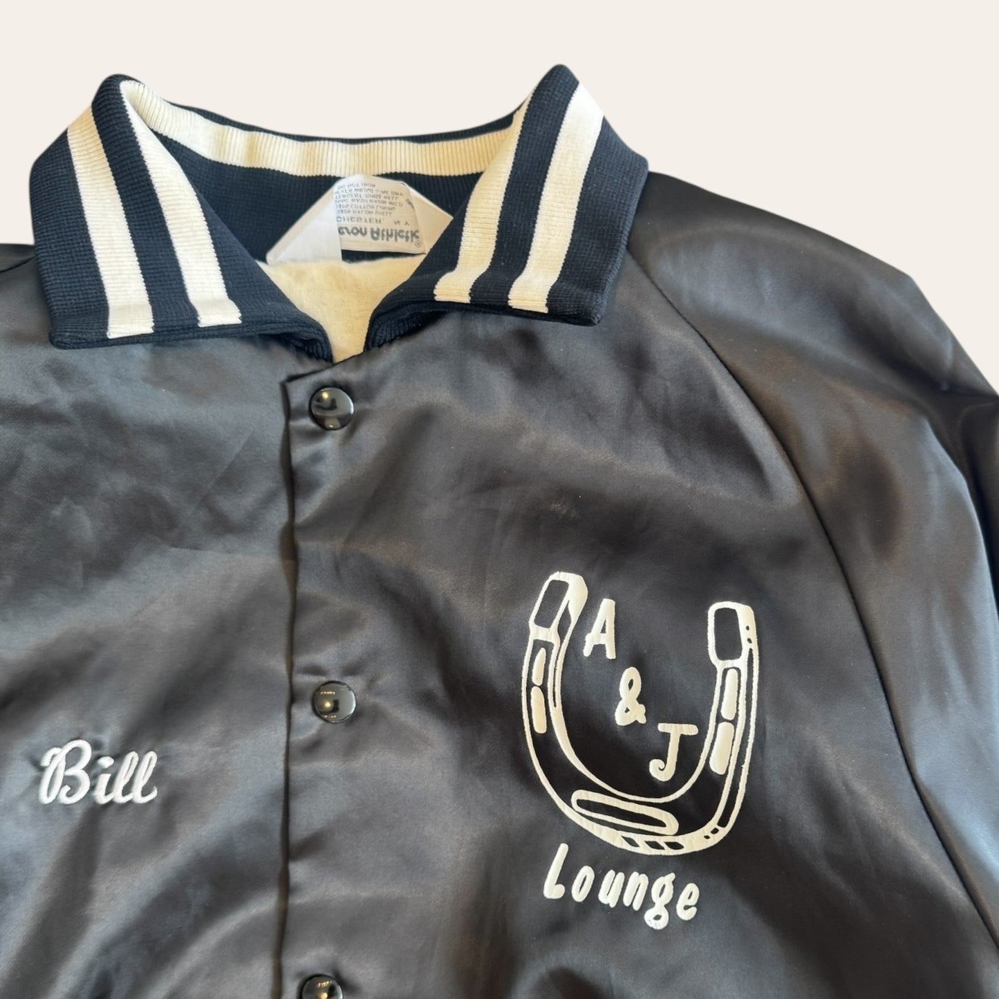 80s A&J Lounge Varsity Satin Jacket Size M
