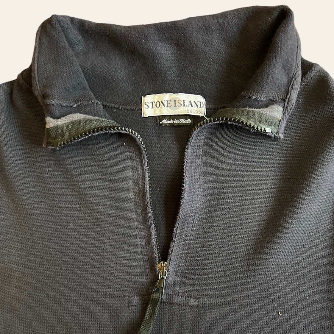 00s Stone Island 1/4 Zip Sweater Navy Size M