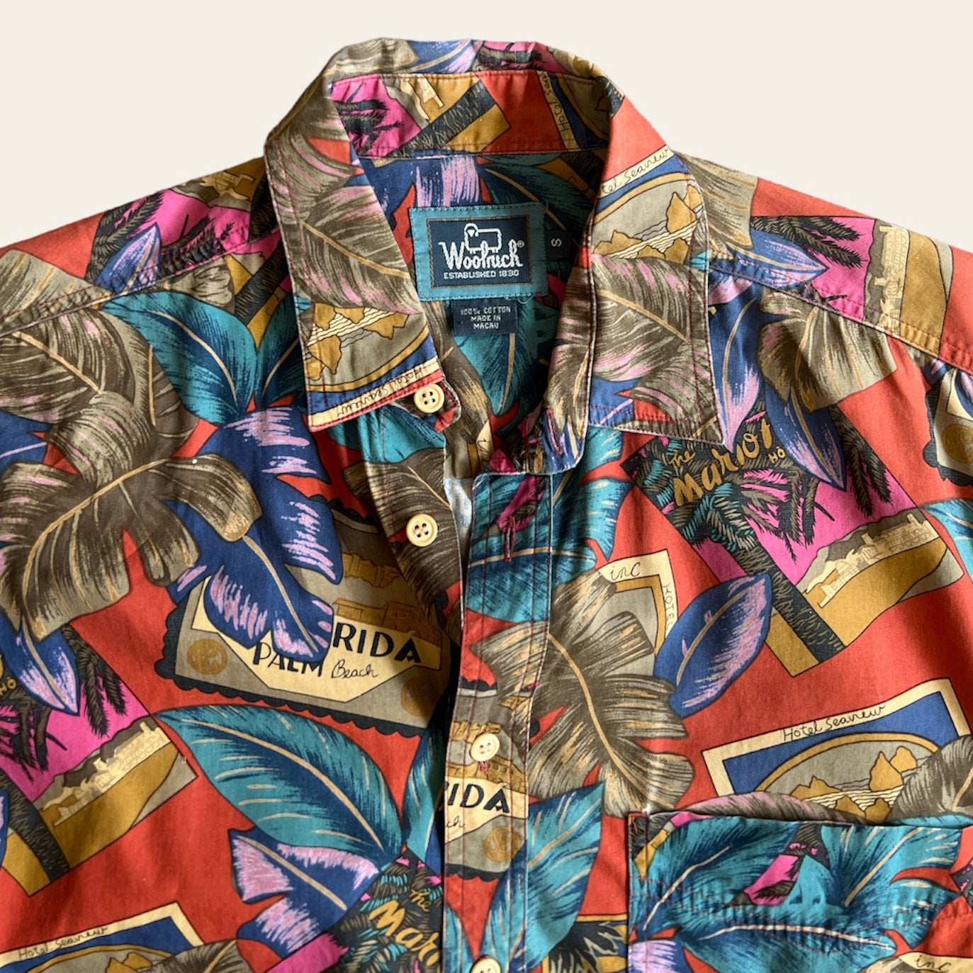 Vintage Woolrich AOP Hawaiian Shirt Size S