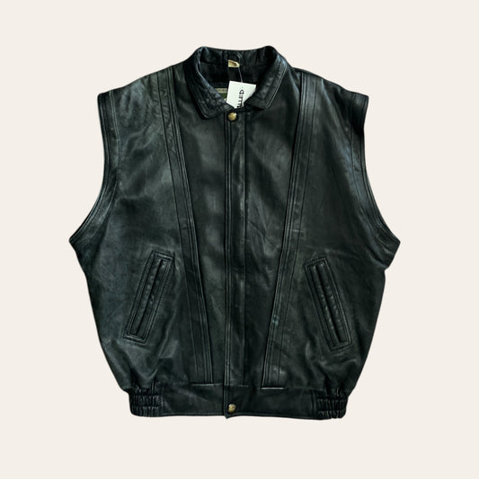90s Leather Zip Up Vest Size S