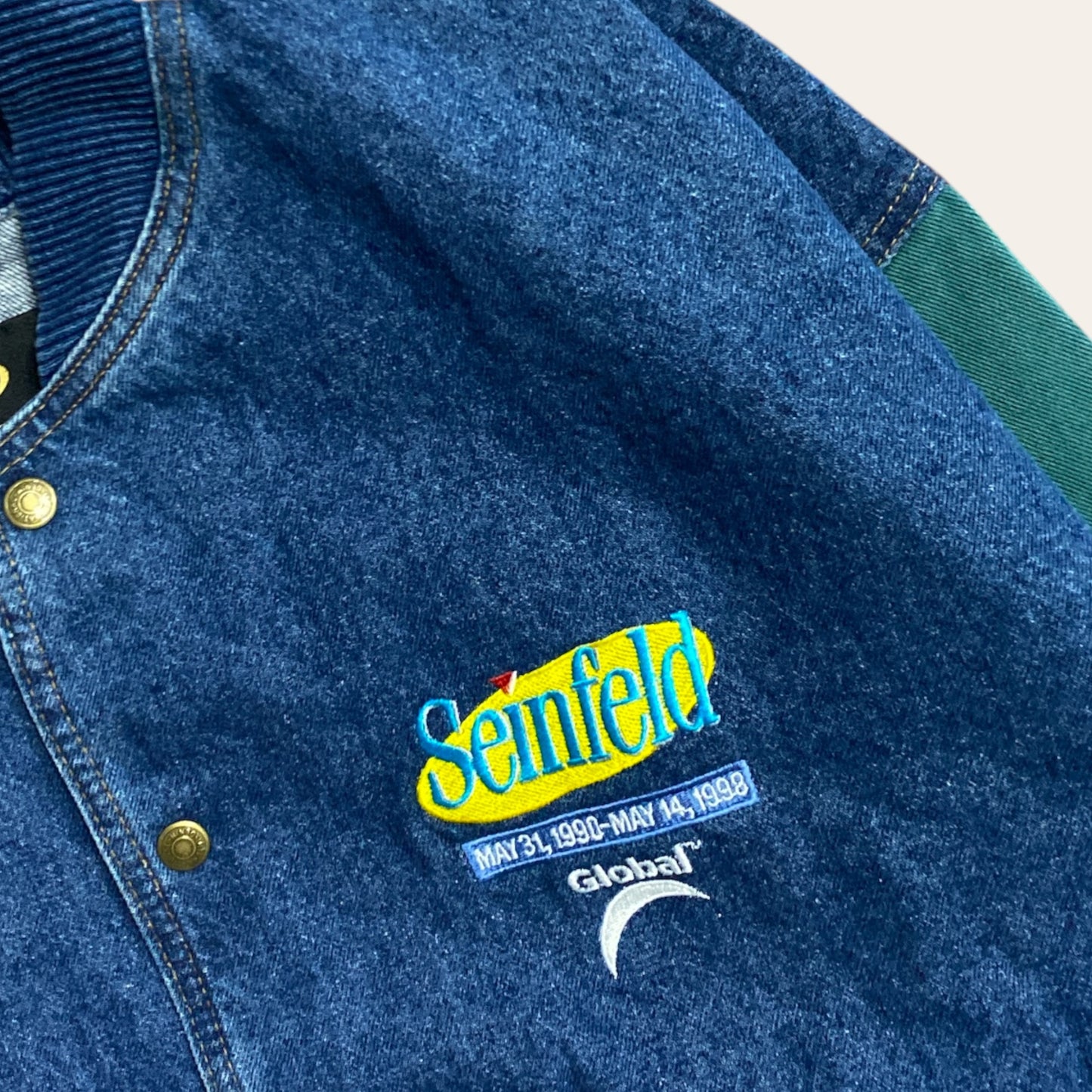 98' Seinfeld Denim Varsity Jacket Size L