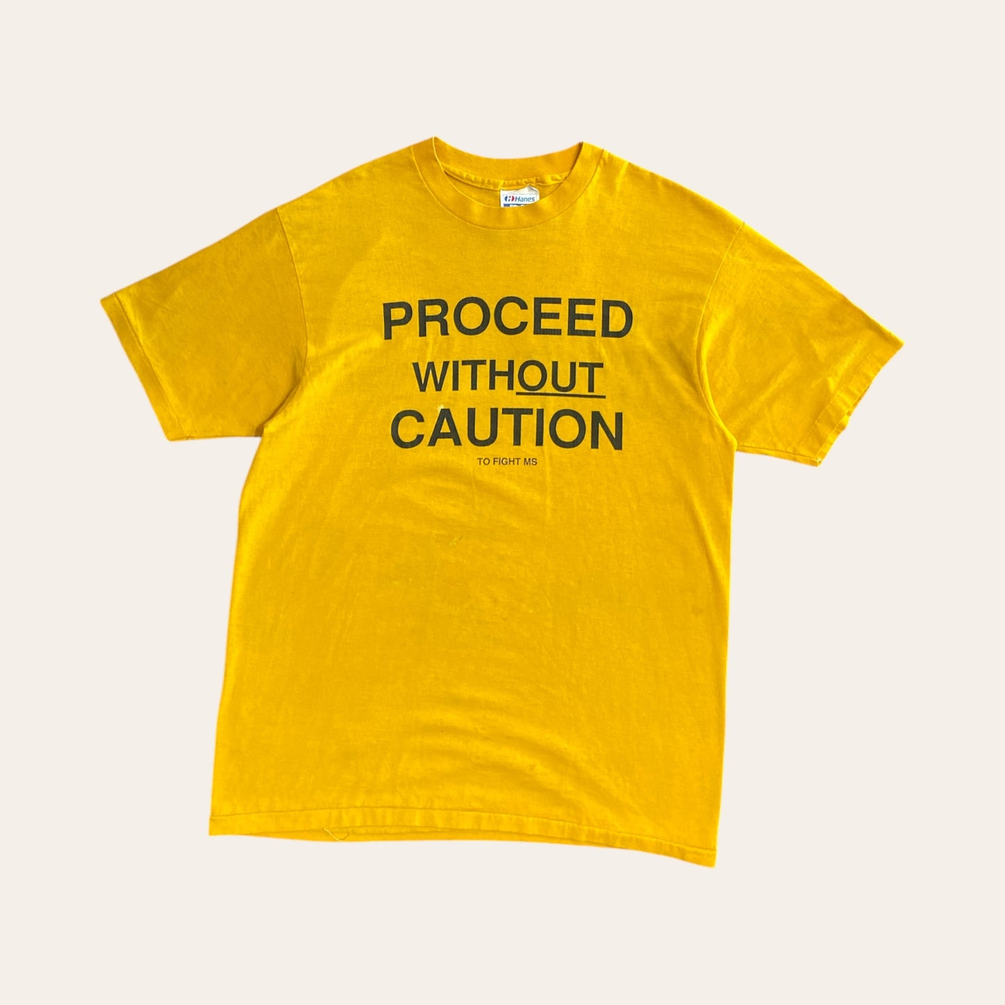 90s Proceed Without Caution Tee Size L