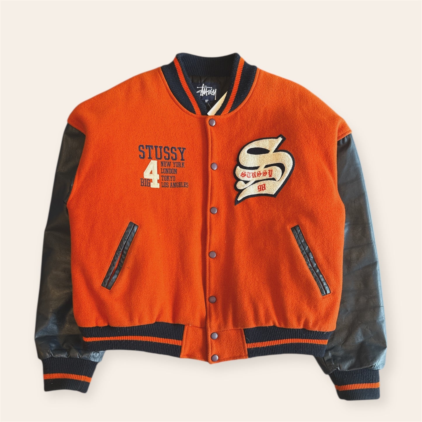 1996 Stussy Big 4 Varsity Jacket Size L