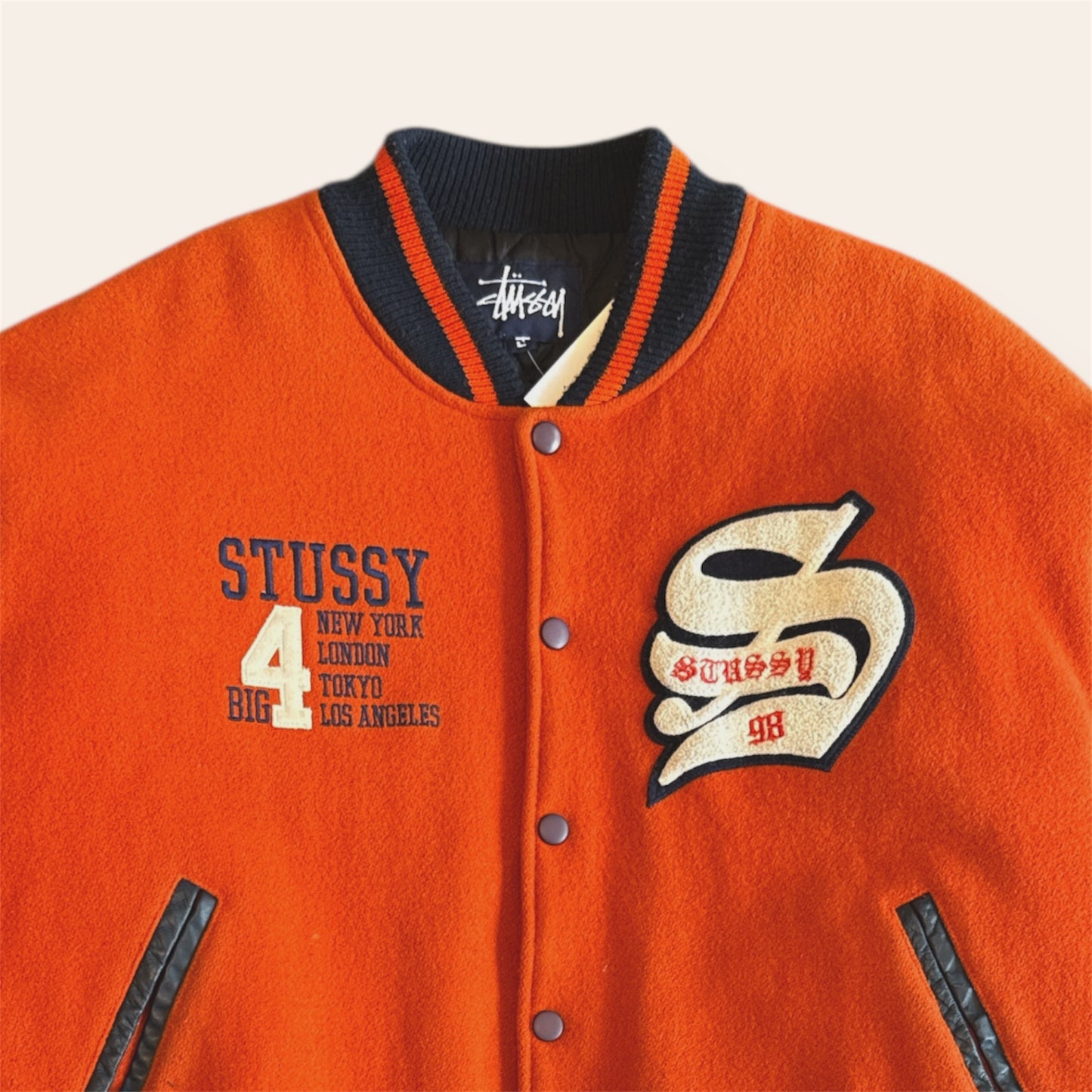 1996 Stussy Big 4 Varsity Jacket Size L
