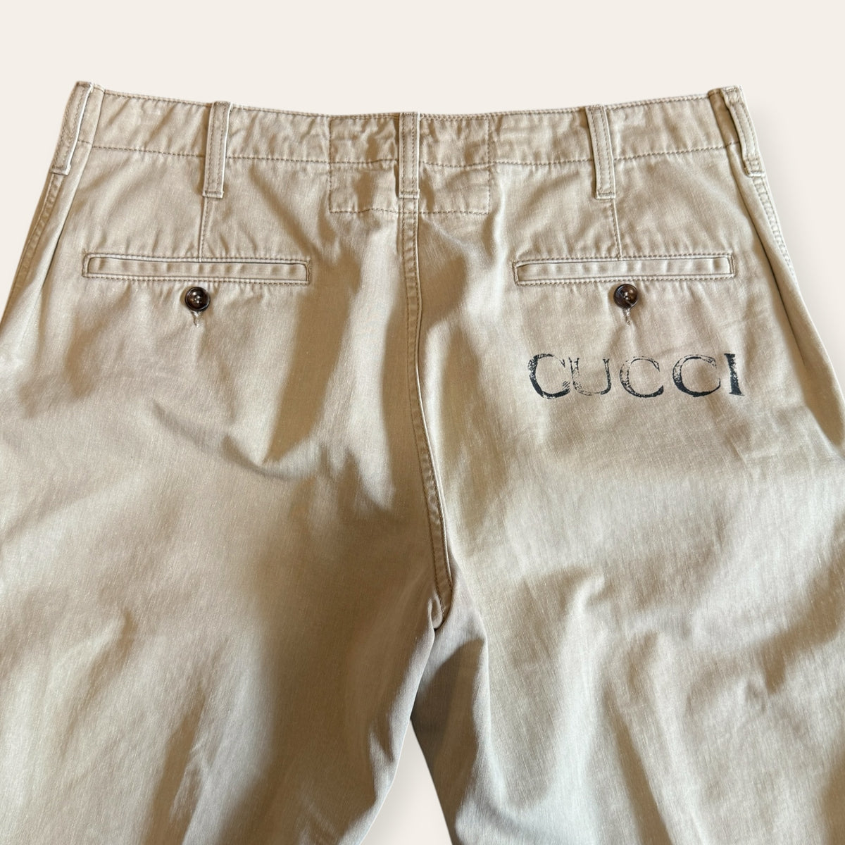 Gucci Screen Printed Beige Trousers Size 38