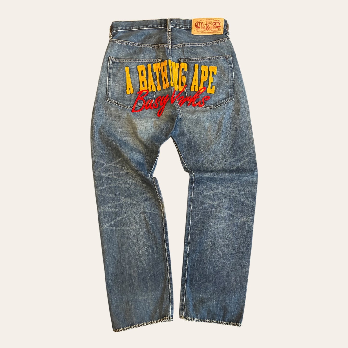 Bape Busy Works Embroidered Jeans Size S