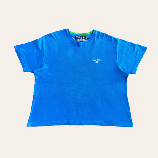 Y2K Polo Sport USA Ribbed Tee Blue Size L