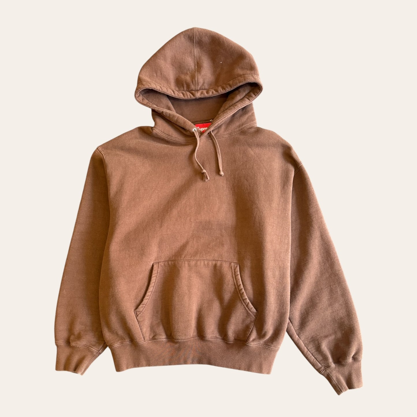 Supreme Back Spellout Hoodie Brown Size M