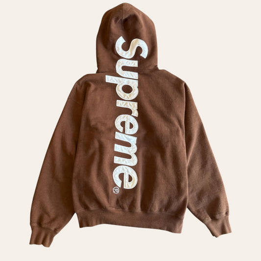 Supreme Back Spellout Hoodie Brown Size M