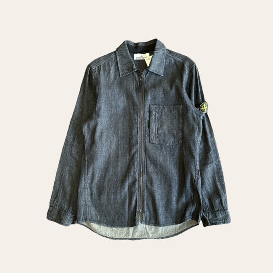 Stone Island Denim Zip Up Shirt Size L