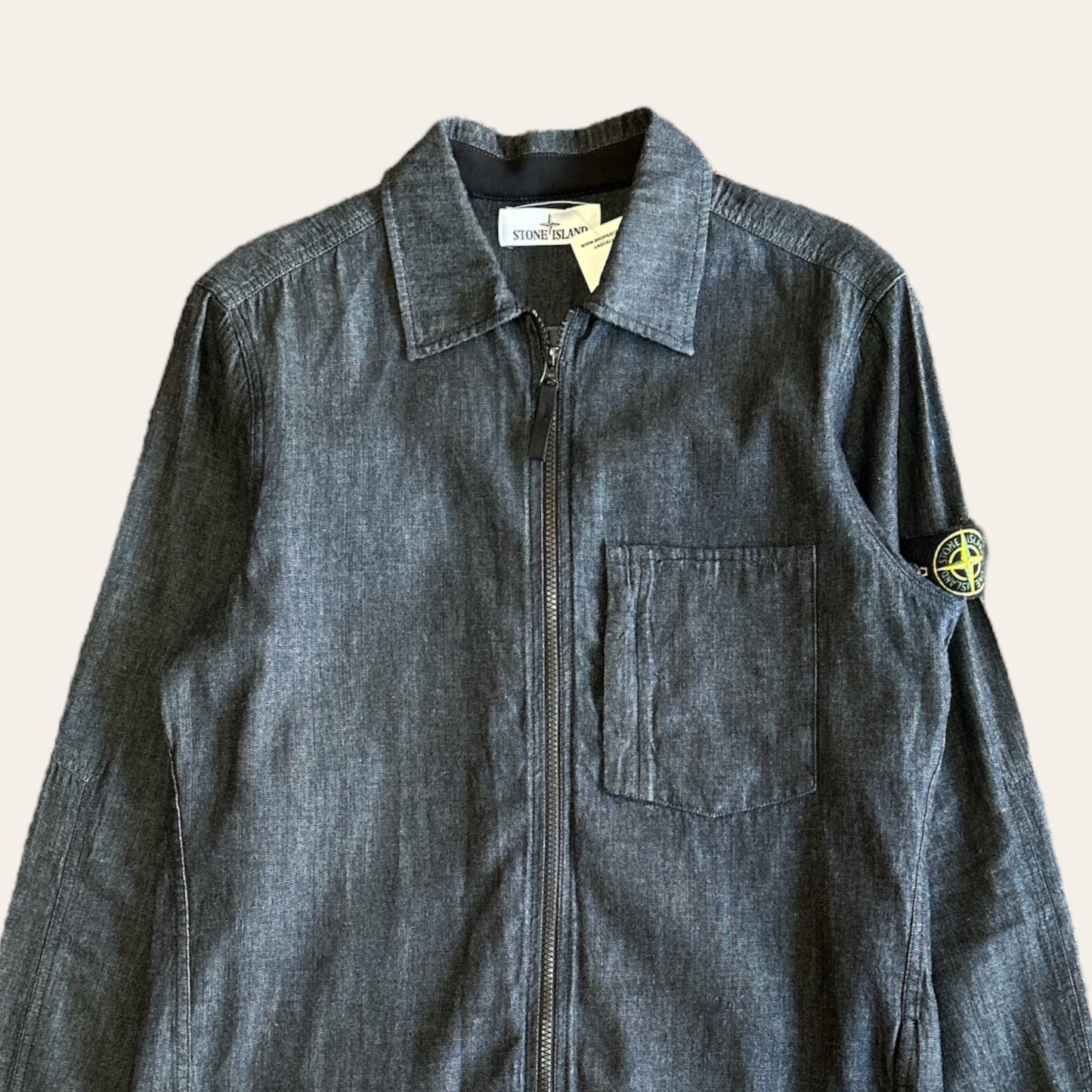 Stone Island Denim Zip Up Shirt Size L