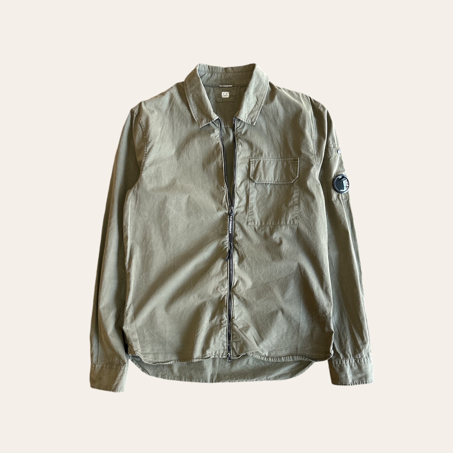 CP Company Zip Up Shirt Olive Size L