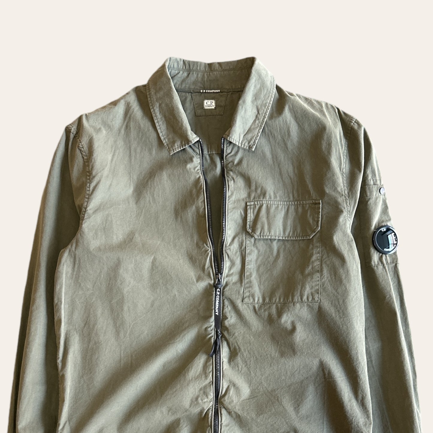 CP Company Zip Up Shirt Olive Size L