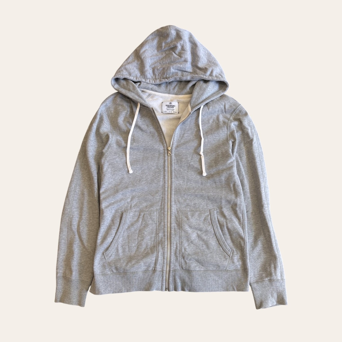 Reigning Champ Zip Up Hoodie Grey Size M