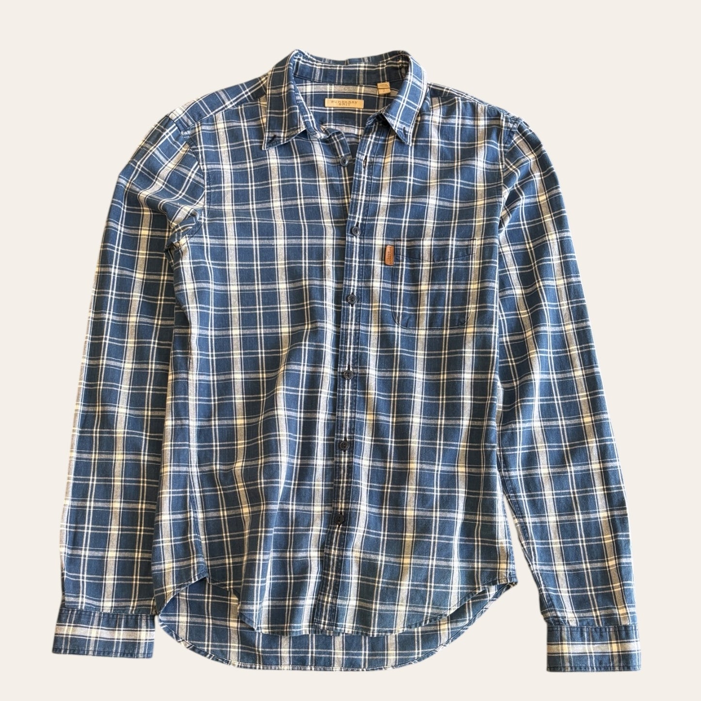 Burberry Polo Blue/White Flannel Size S