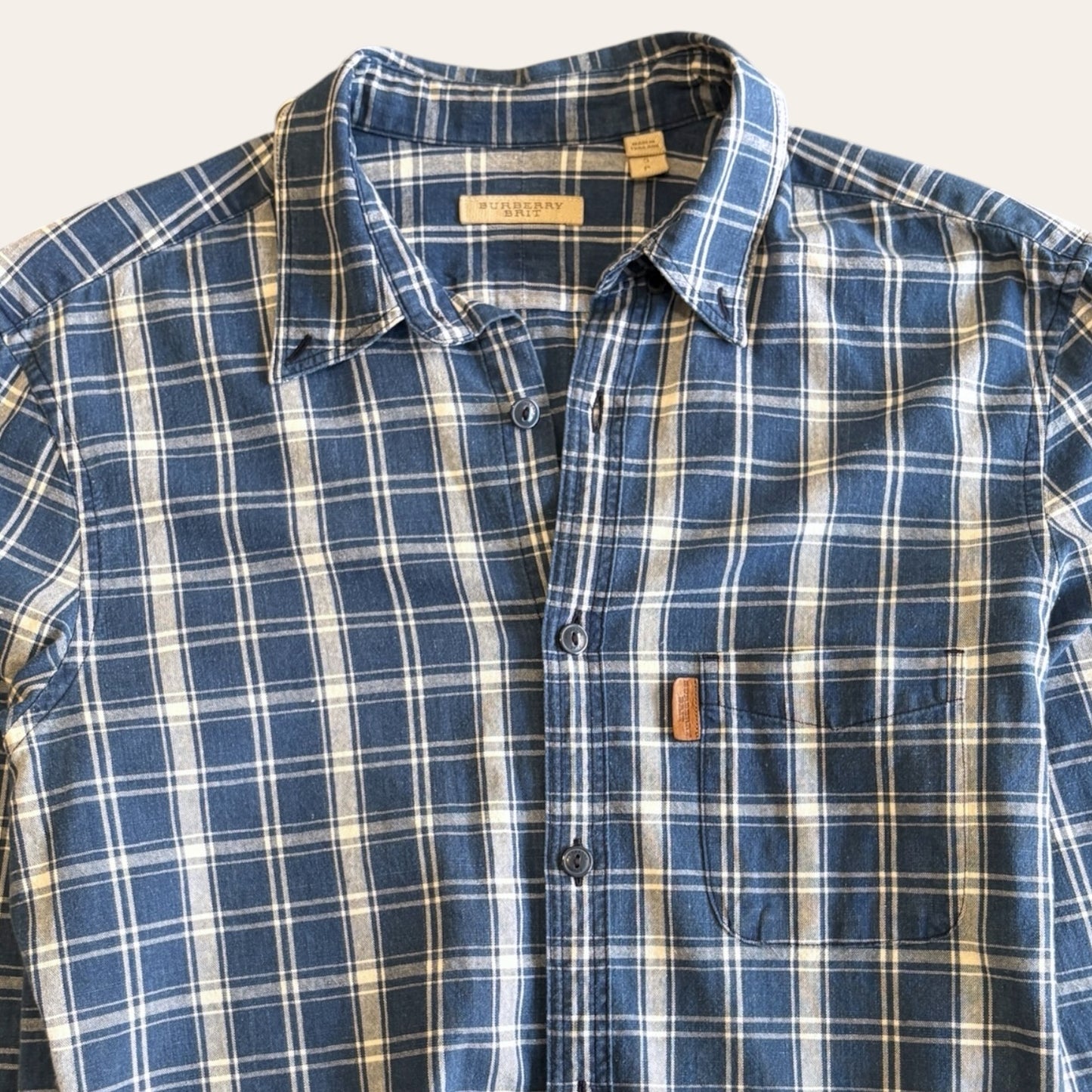 Burberry Polo Blue/White Flannel Size S
