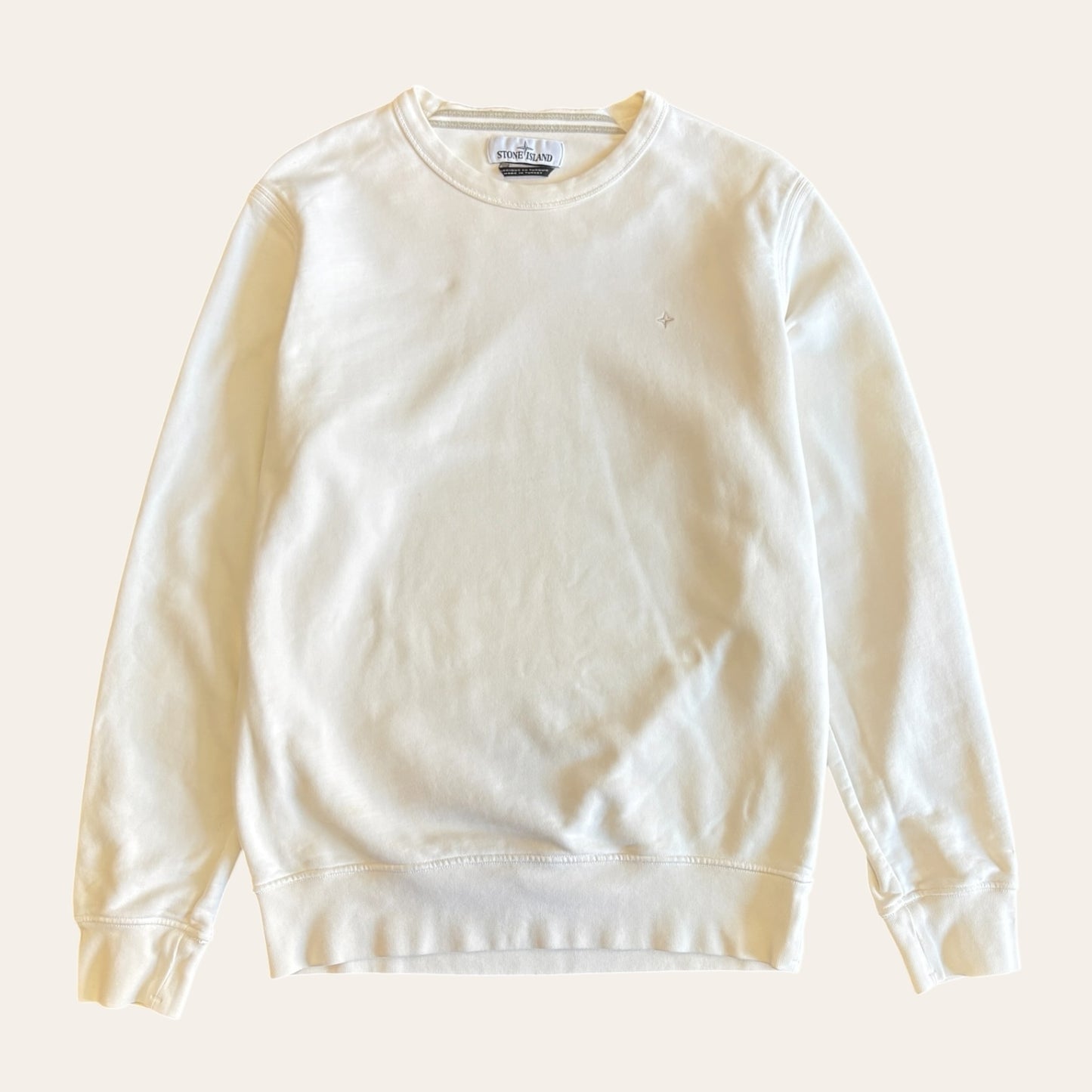 Stone Island Embriodered Star Logo Crewneck Cream Size M
