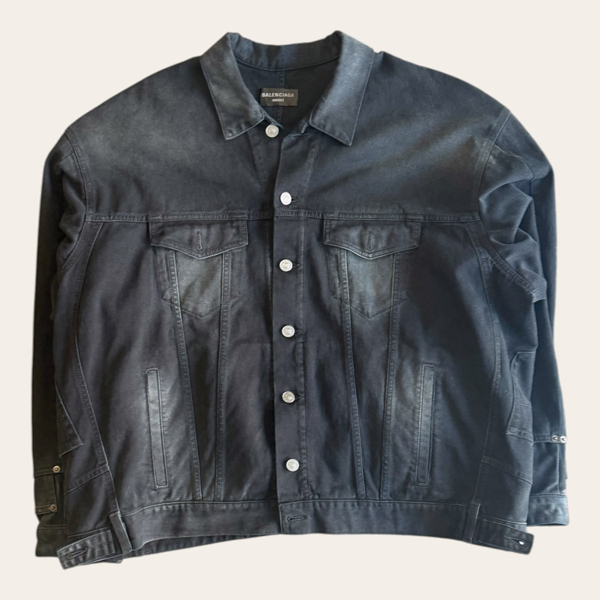 Balenciaga Deconstructed Denim Jacket Black Size S