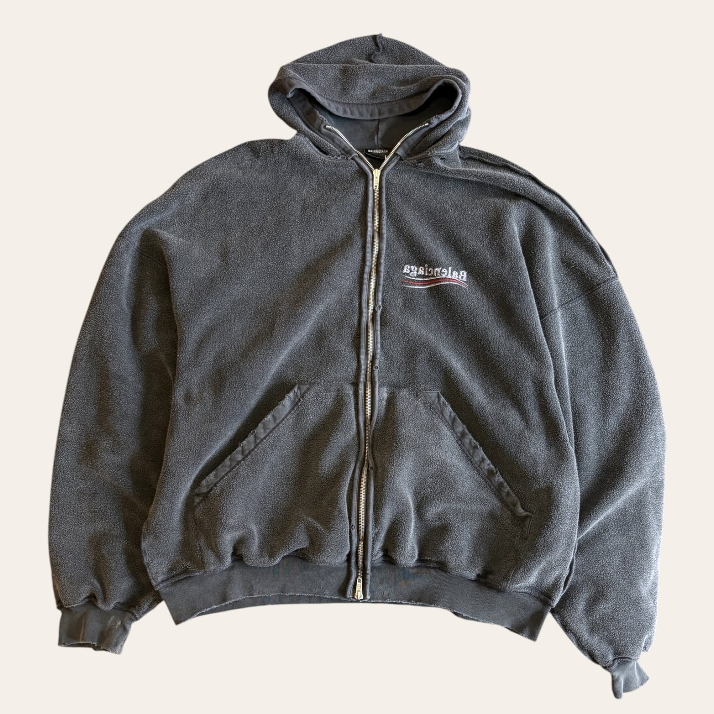 AW17 Balenciaga Campaign Inside-Out Zip-Up Hoodie Size XL