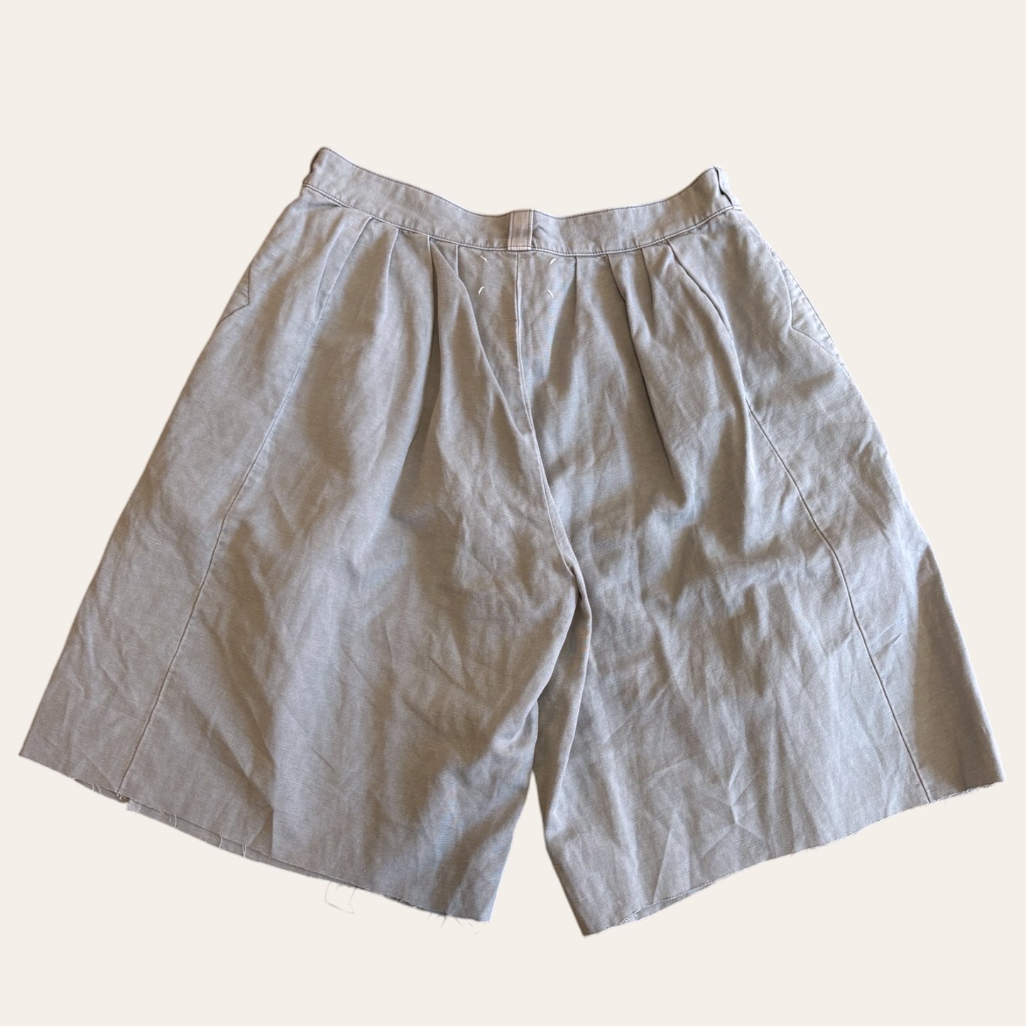 Maison Margiela Wide Leg Linen Cut Off Shorts